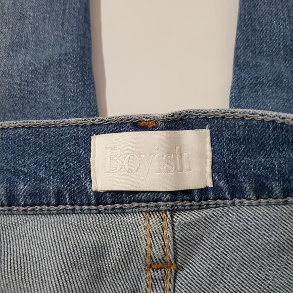 Boyish by Her Dempsey Distressed Button Fly Jeans Womens Size 29 Straight Leg - Picture 11 of 16